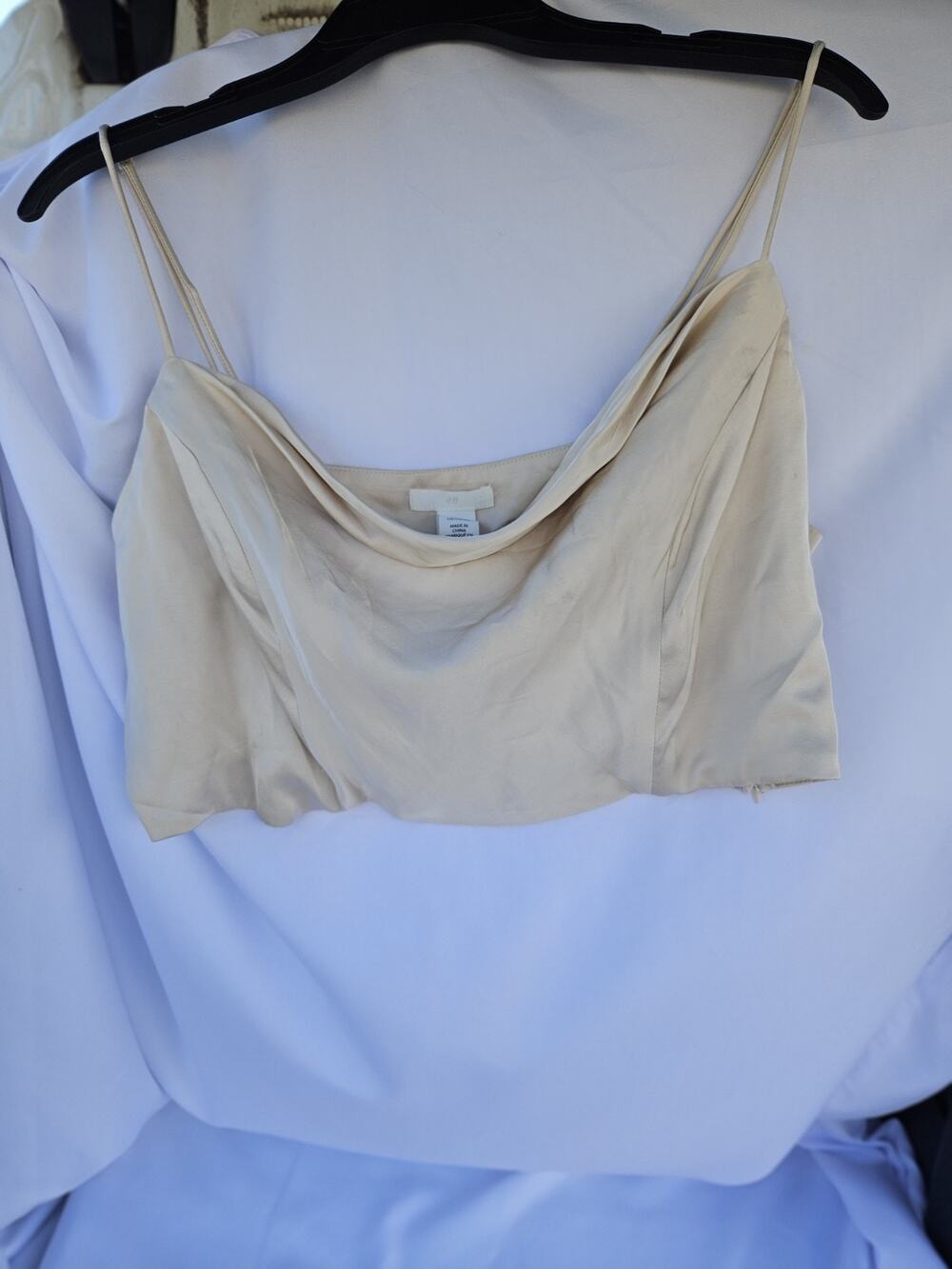 NWT H&M Satin Cowl-Neck Camisole Top - Cream / Size XL